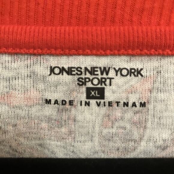 NWT Jones New York Sport Top Shirt Womens XL Fire Red Paisley Long Sleeve NEW - Picture 2 of 13